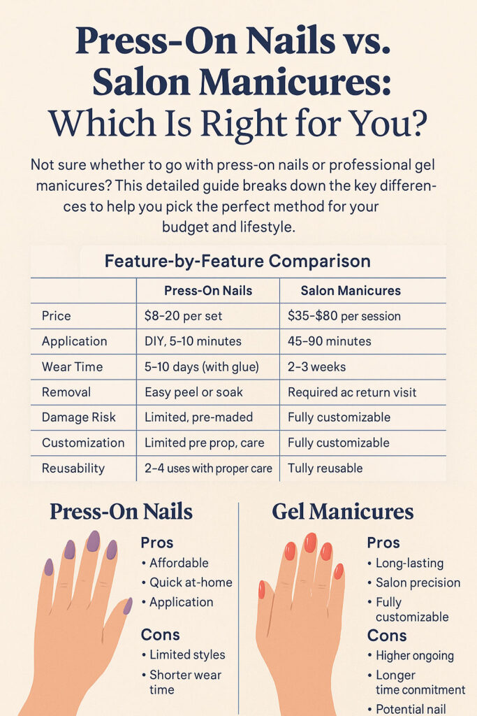 Comparison of Press-On Nails vs Salon Manicures