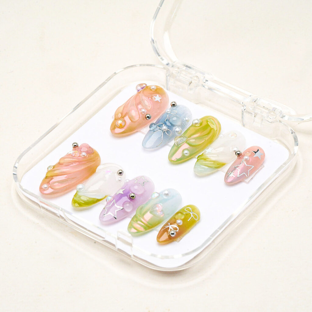1556(2) Floral patterned Nail Designs reflecting calm Summer Vibes
