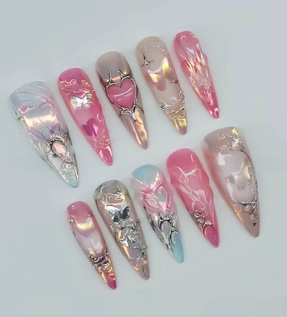 yabe-press-on-nails-design (120) Elegant 3D floral nail art design for 2026 trends