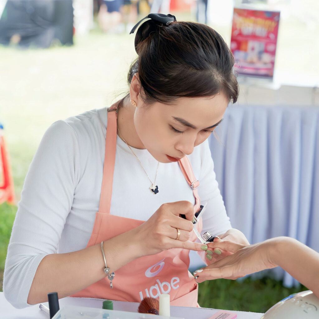Student practicing at Nail Workshop
