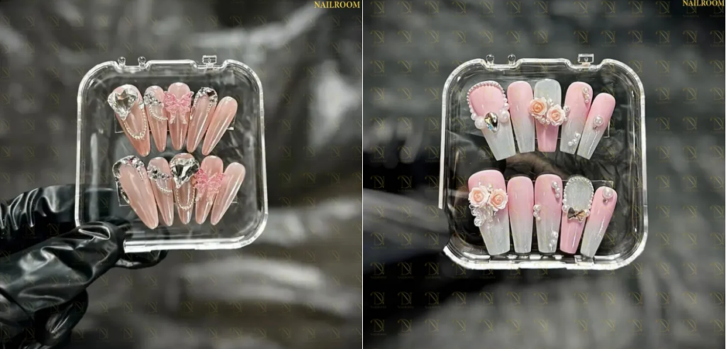 Luxury handmade press-on nail design by DT Nailroom