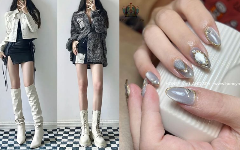 Edgy press-on nails create a standout, fashion-forward outfit