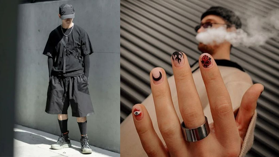 Press-on nails styled for men