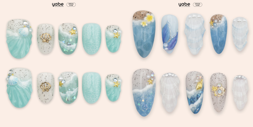 Ocean Dream summer press on nails 2026 in blue tones with beach-inspired details