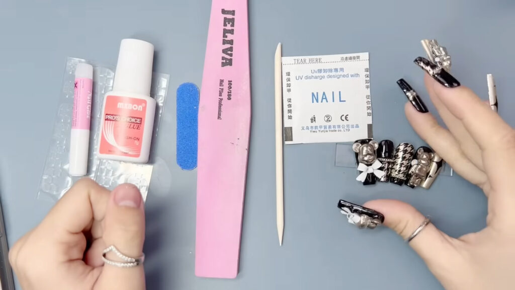 Tools to prep before applying press-on nails