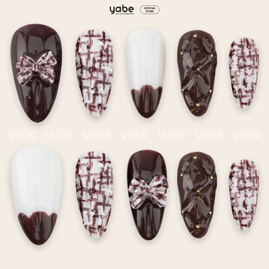 Bold pattern press-on nails featuring eye-catching designs like marble swirls and graphic lines