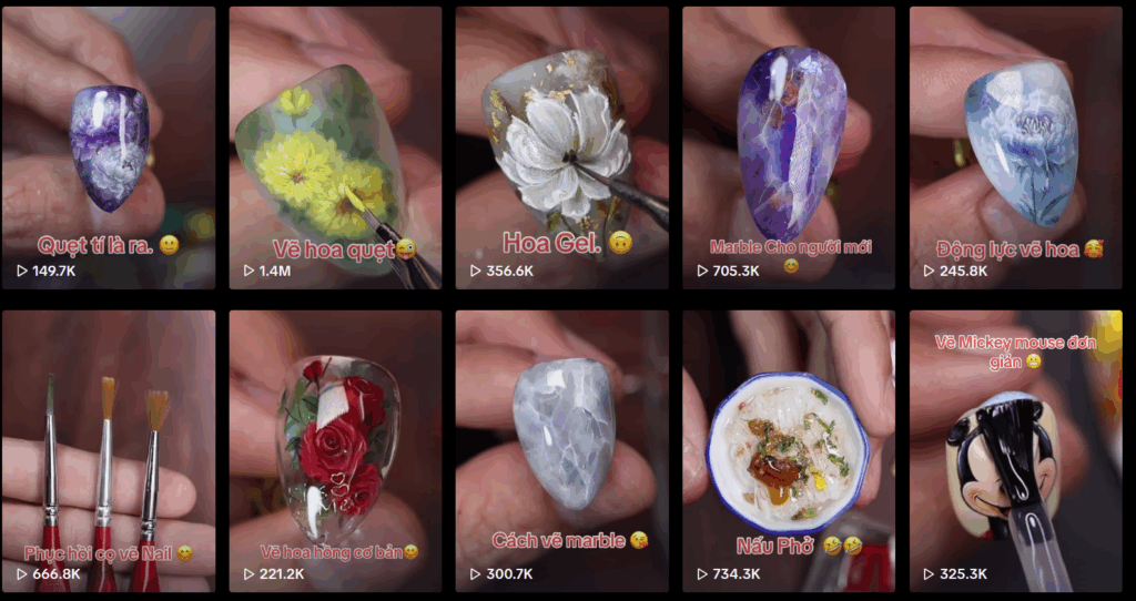 Some of Lê Đại Phát’s signature nail designs