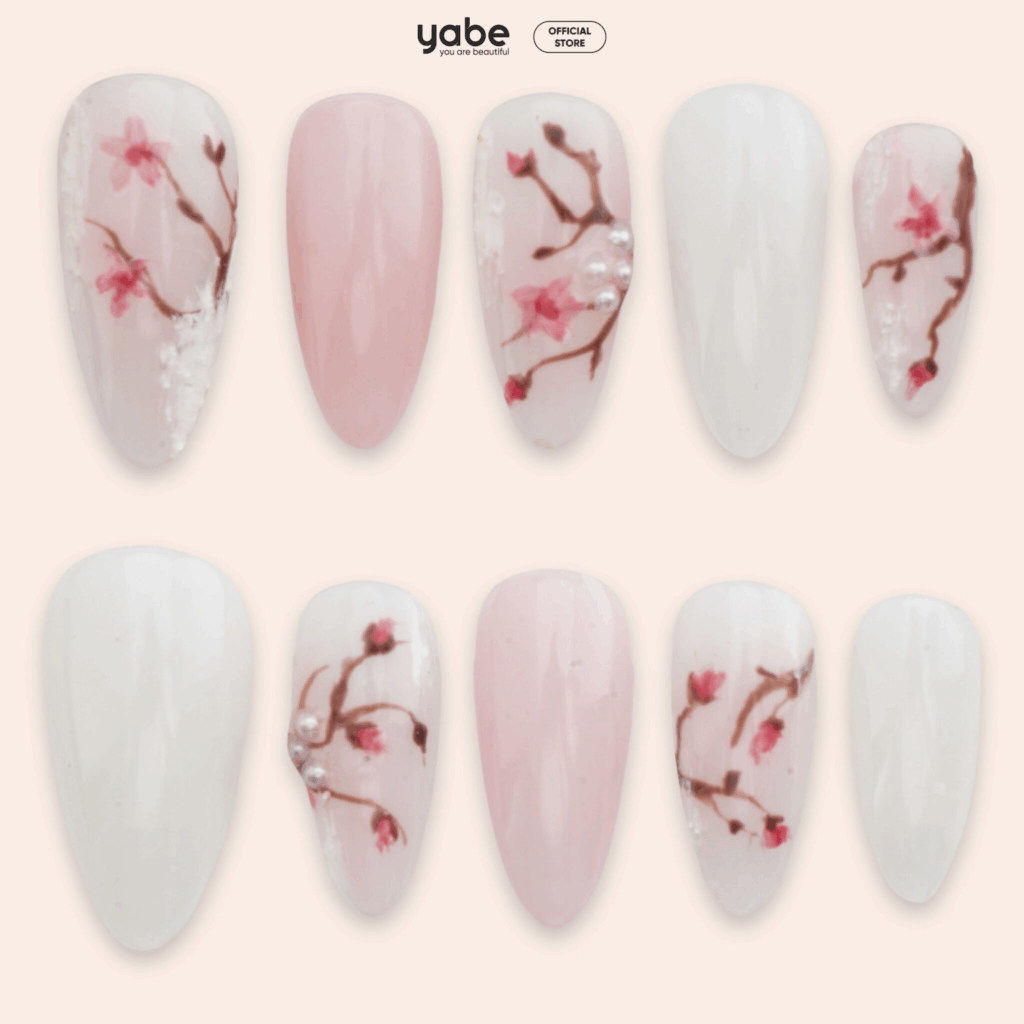 Detailed hand-painted nail art