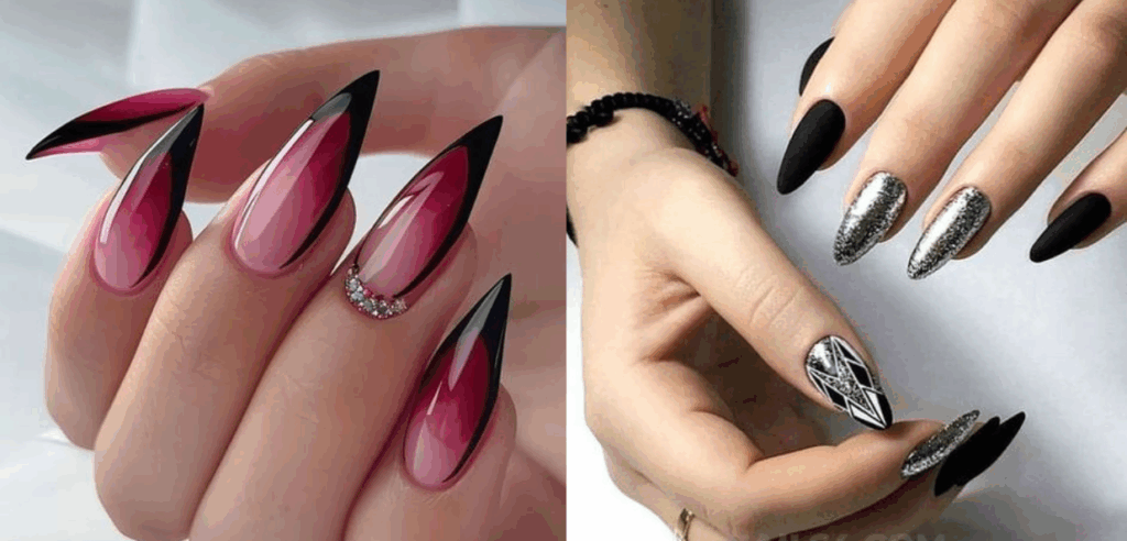 Press on nails sizing guide for pointed nails: avoid tips that are too wide or too small