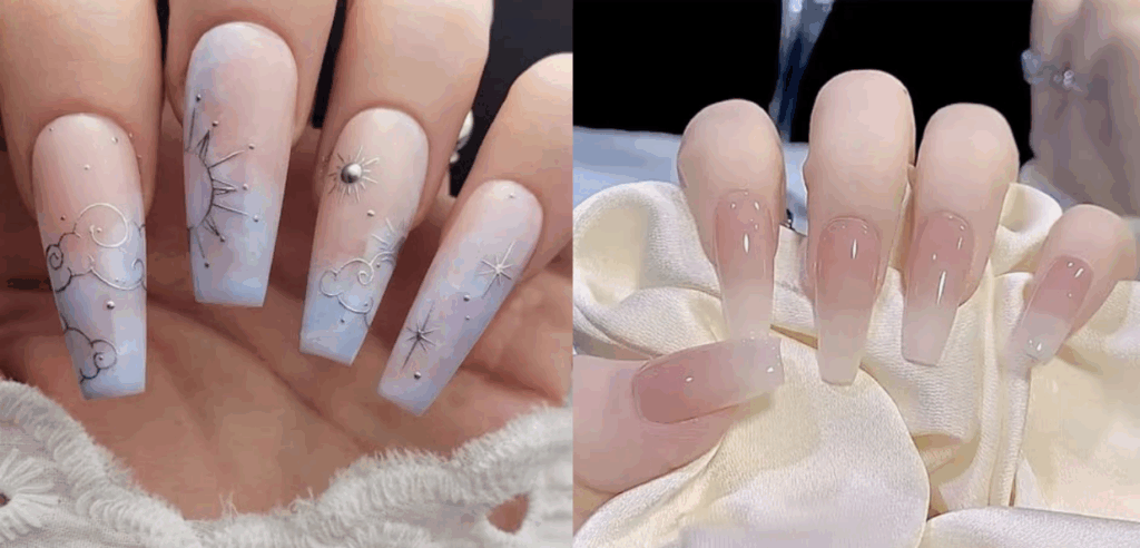 Press on nails sizing guide for coffin nails: focus on width first, then choose wearable length