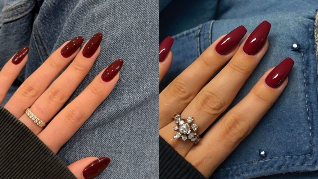 Best nail polish colors for tan skin: wine red