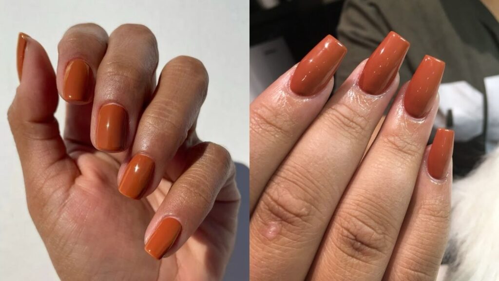 Best nail polish colors for tan skin: burnt orange