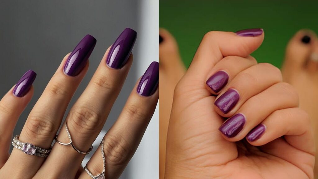 Best nail polish colors for tan skin: deep purple