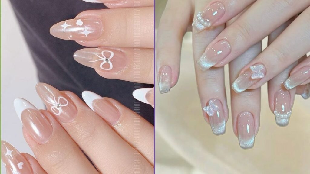 Coquette-inspired cat eye nails