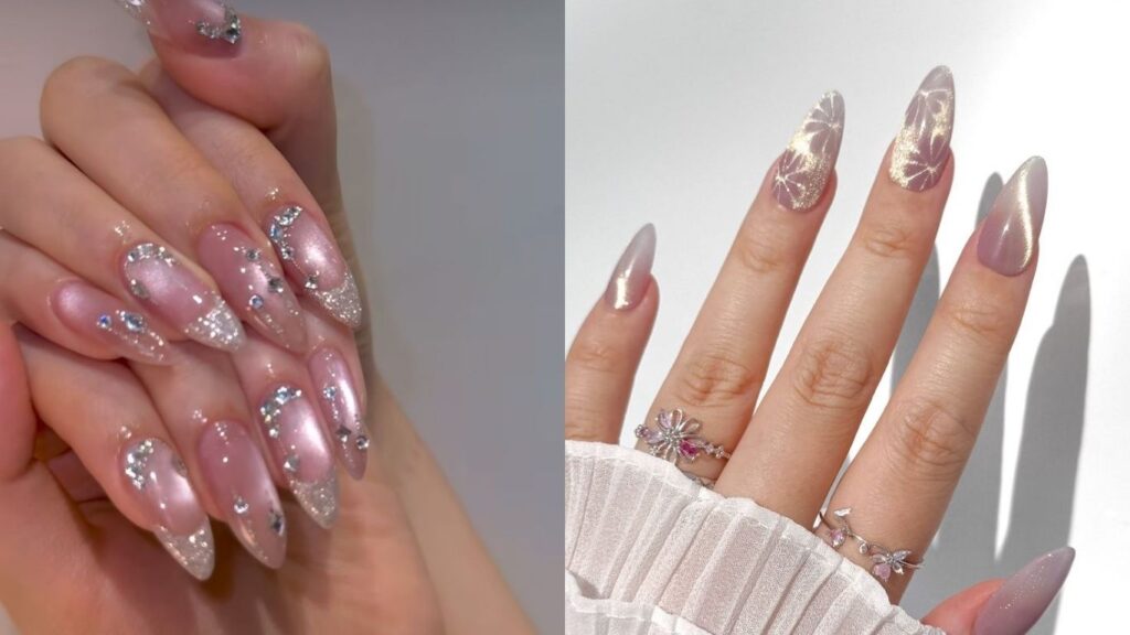 Metallic cat eye nails