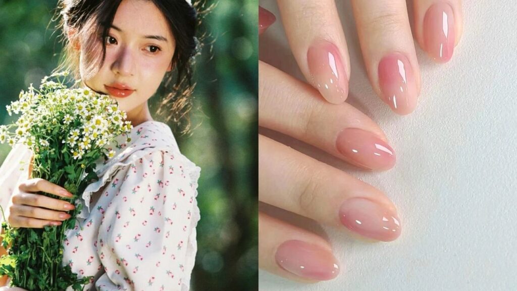 Soft pastel pink nails for a romantic look