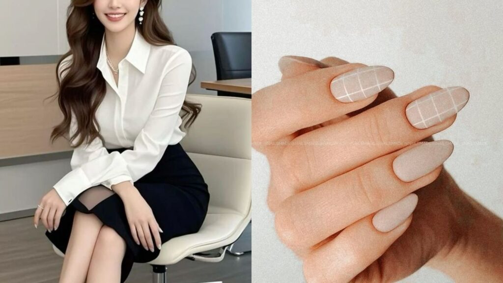Beige neutral nails for a professional office look