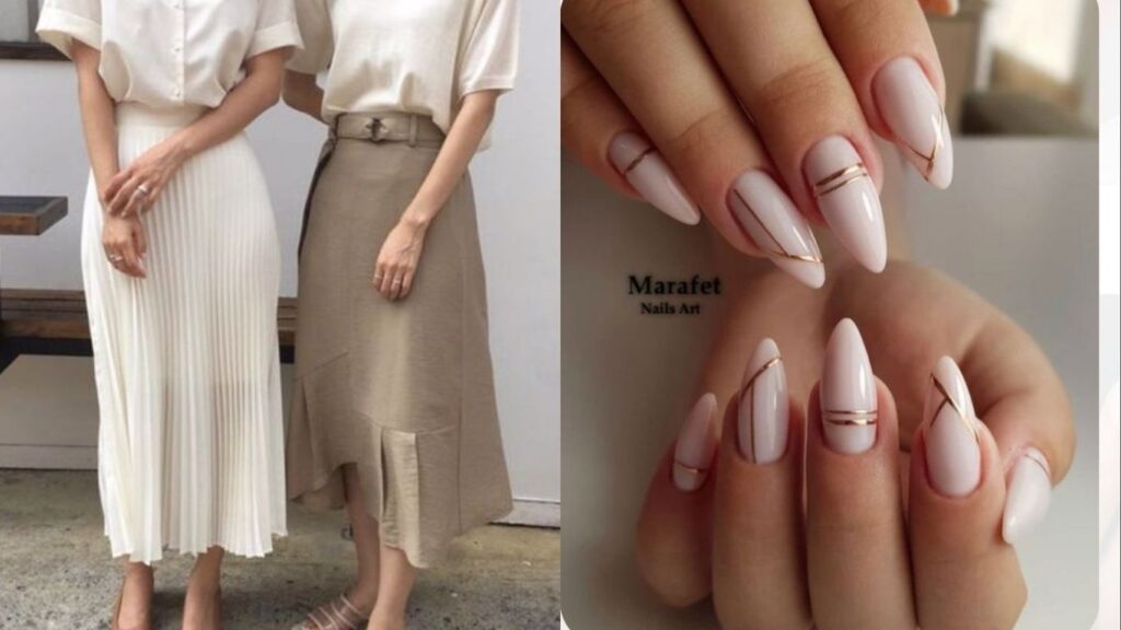 Minimalist neutral nails for a modern outfit