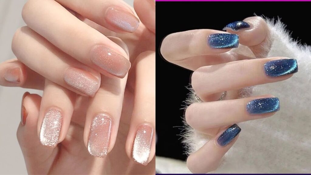 Shimmer nail polish looks bright on fair skin