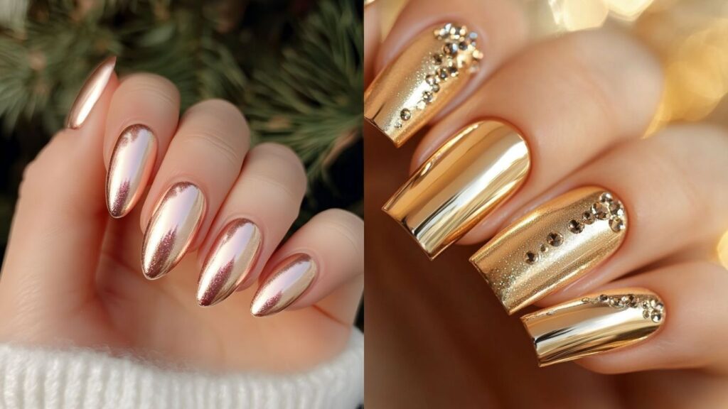 Metallic nail polish ideas with a glossy shine