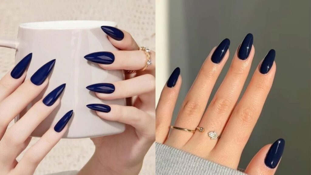 Matte vs glossy navy nail polish