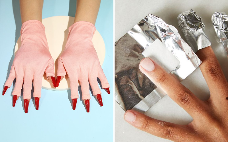 Use gloves or foil wraps to reduce acetone contact with skin