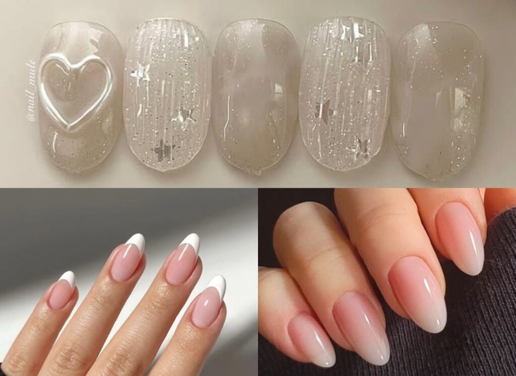 Soft vanilla-toned press-on nails