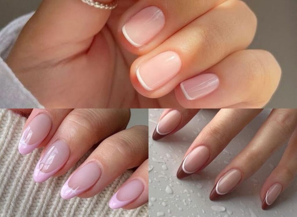 Soft press-on nails with mini French tips