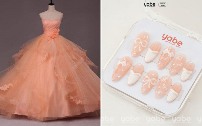 Coquette bridal press-on nails