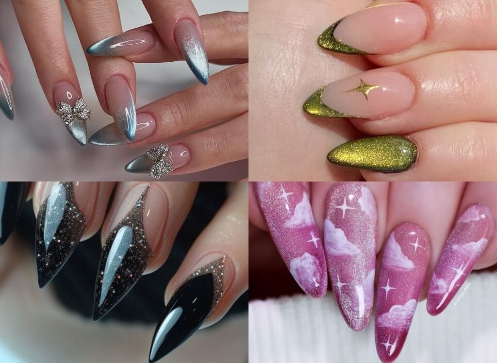 Cat-eye long coffin press on nails