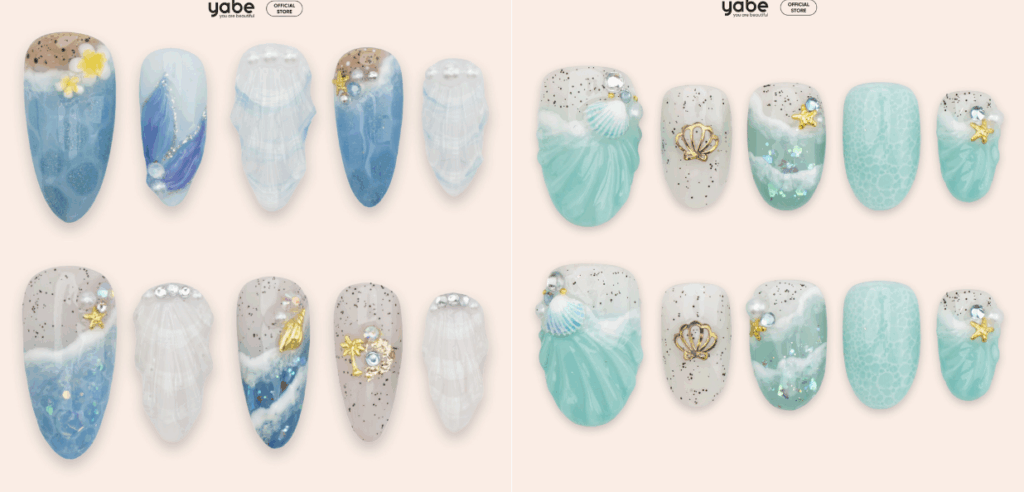 Ocean-blue beach press on nails