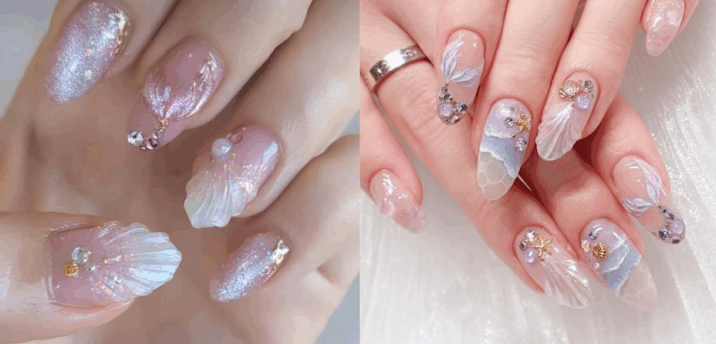 Shell accent beach press on nails