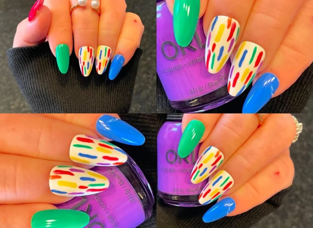 Rainbow ombré nails