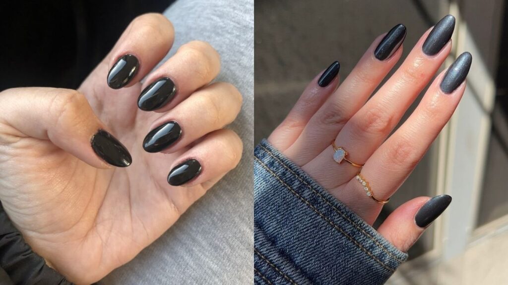 Glossy black nails that suit every skin tone