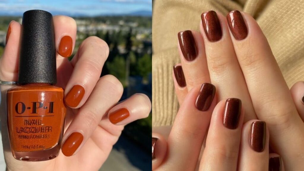 Brick red nails flattering across skin tones