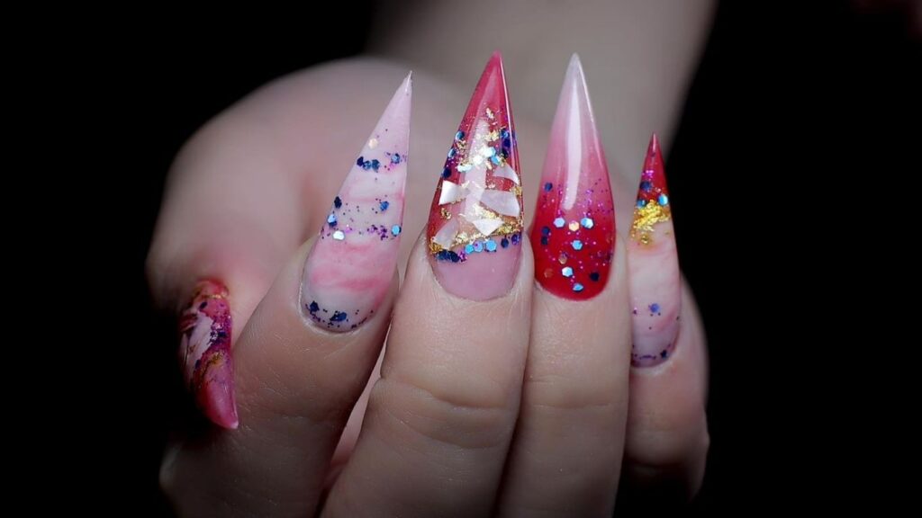 Student nail art work created during training at Kelly Pang