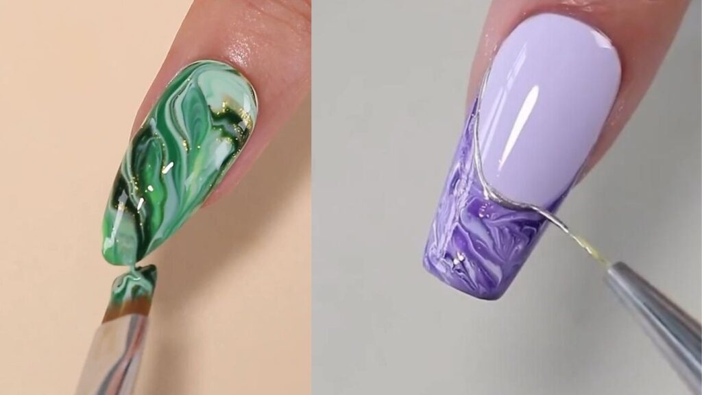 Marble nail art technique