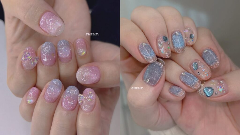 Short Japanese nail art designs on natural nails