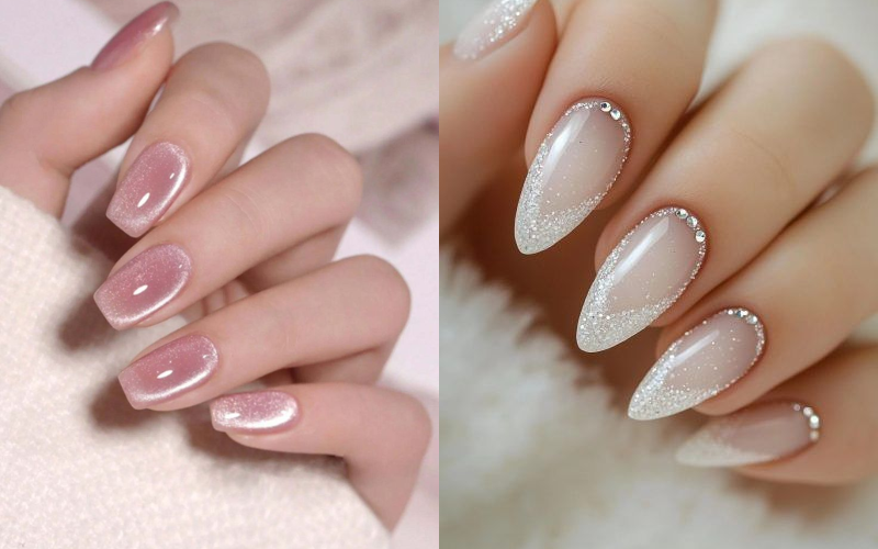 Subtle metallic simple office nail designs
