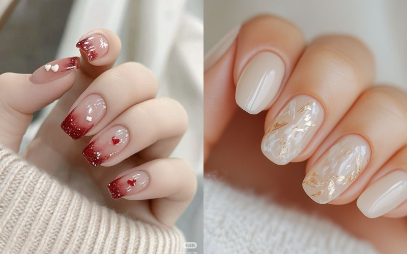 Foil accent simple office nail designs