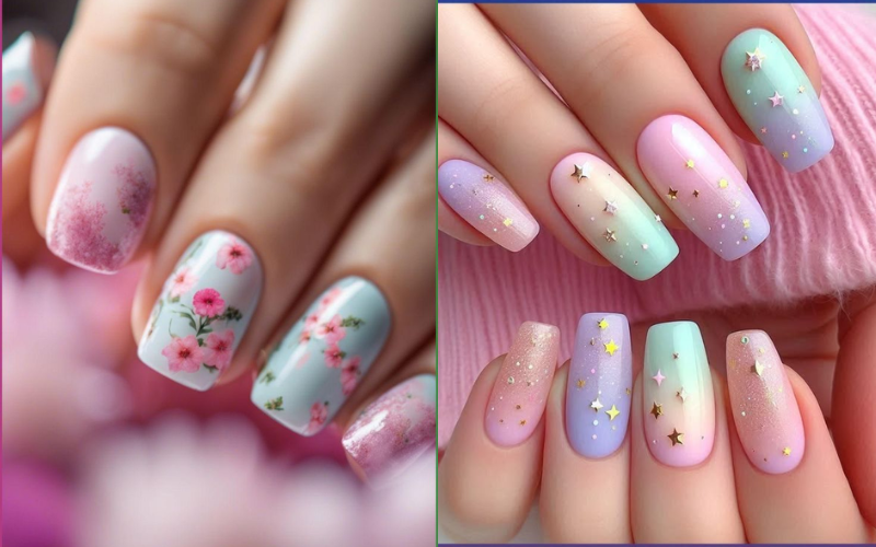Pastel nails with small minimal details