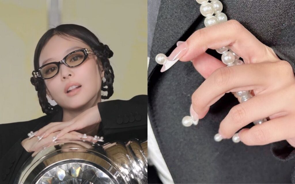 Jennie pearl nail design created by Park Eunkyung