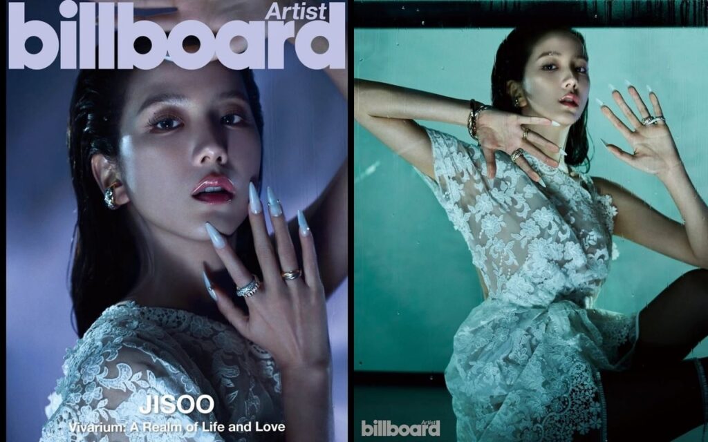 Jisoo white crystal nails by Park Eunkyung