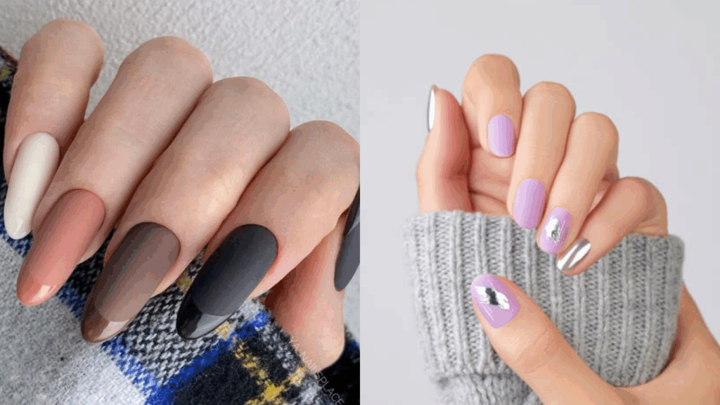 Matte and glossy simple office nails