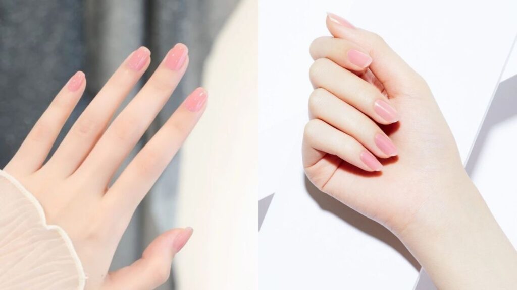 Sheer jelly pink nails