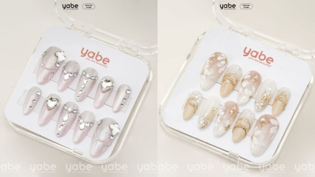 Almond-shaped press-on nails