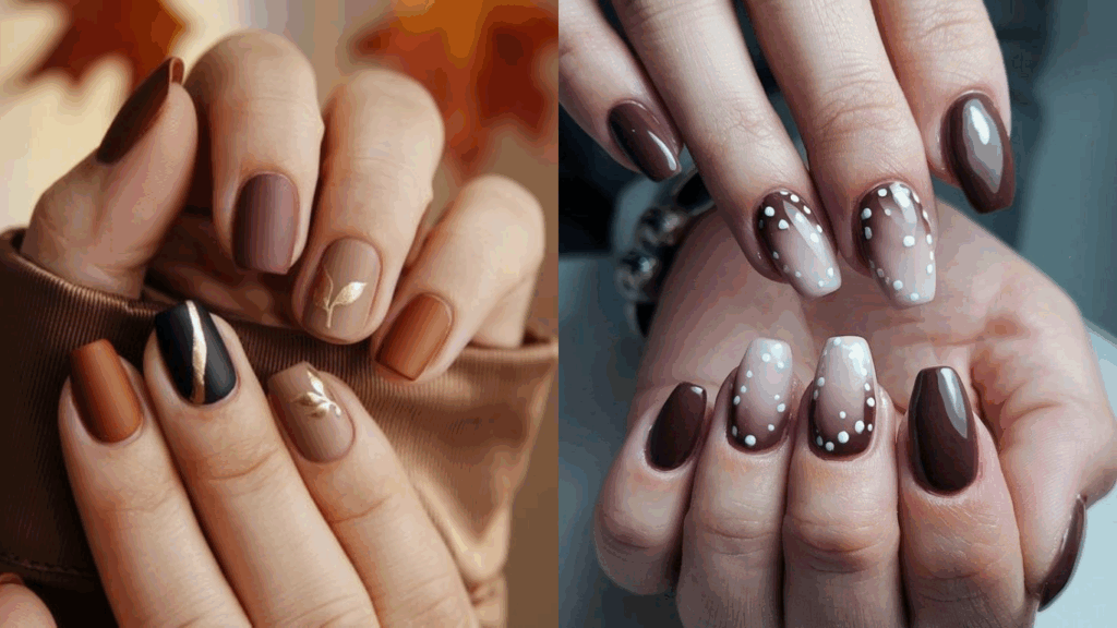 Seasonal mocha mousse nail art