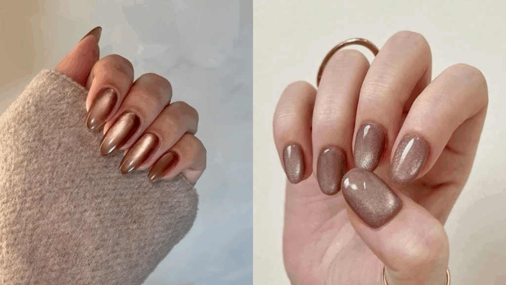 Mocha mousse cat eye nails