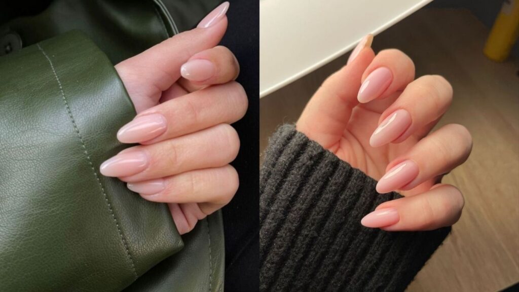 Applying base coat as part of professional manicure steps