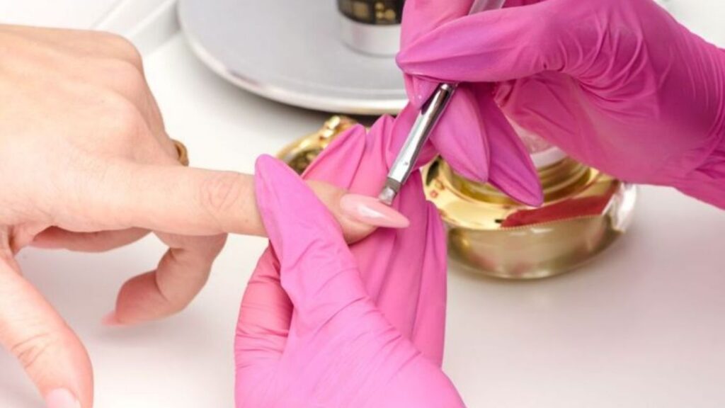 Nail art detailing during professional manicure steps